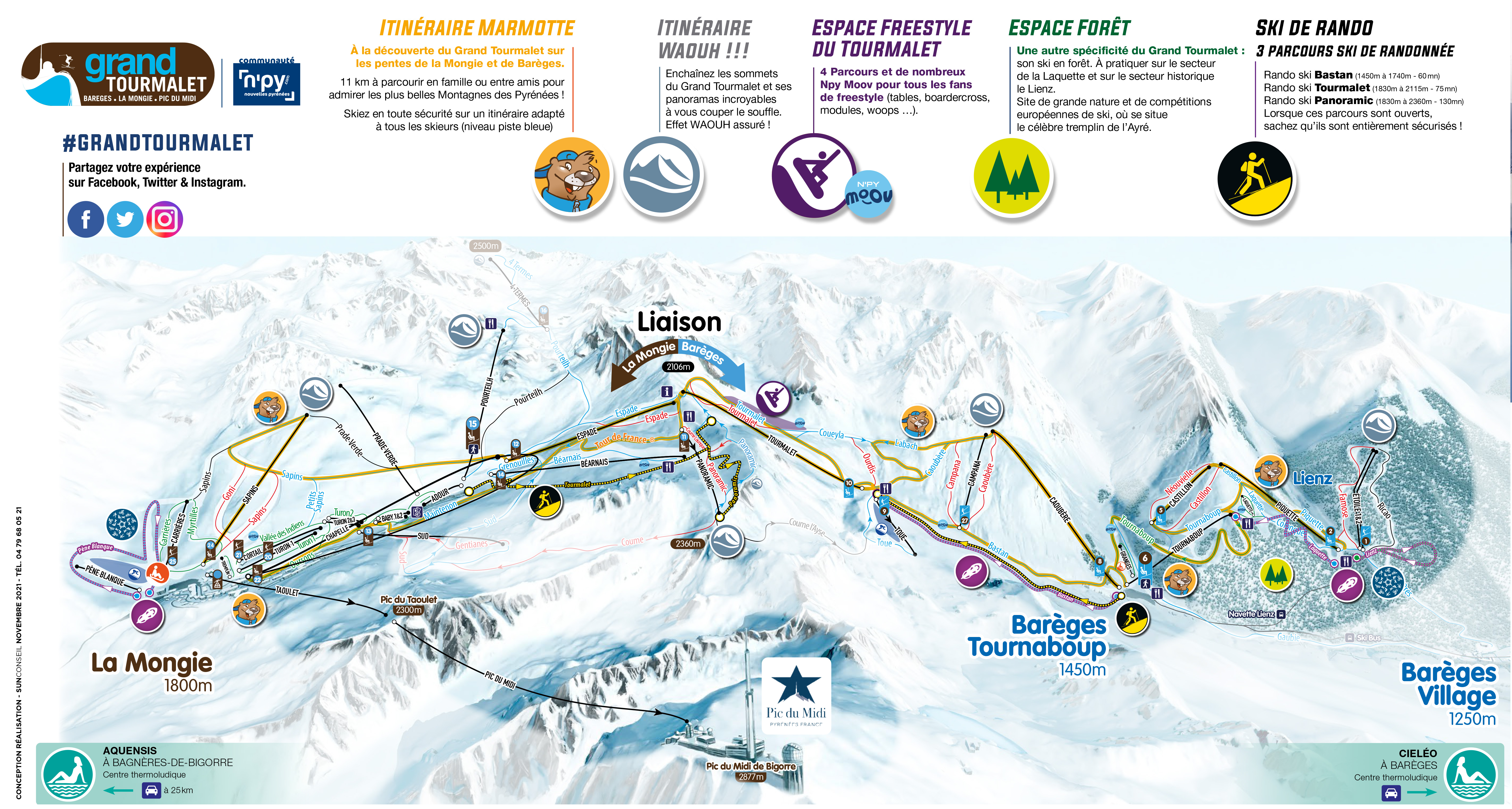 Plan ski de randonnée à Gourette