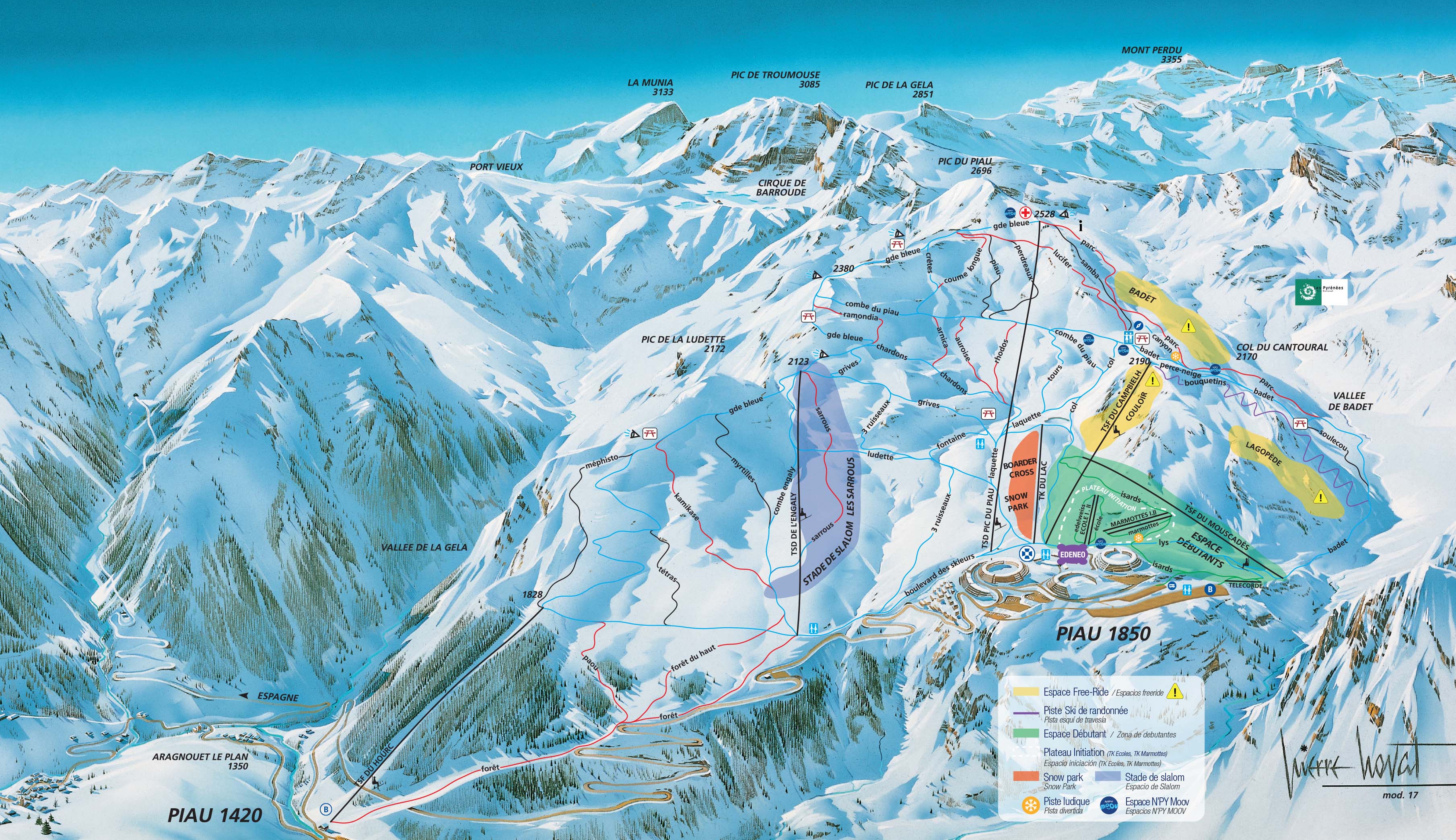 Plan des pistes Gourette