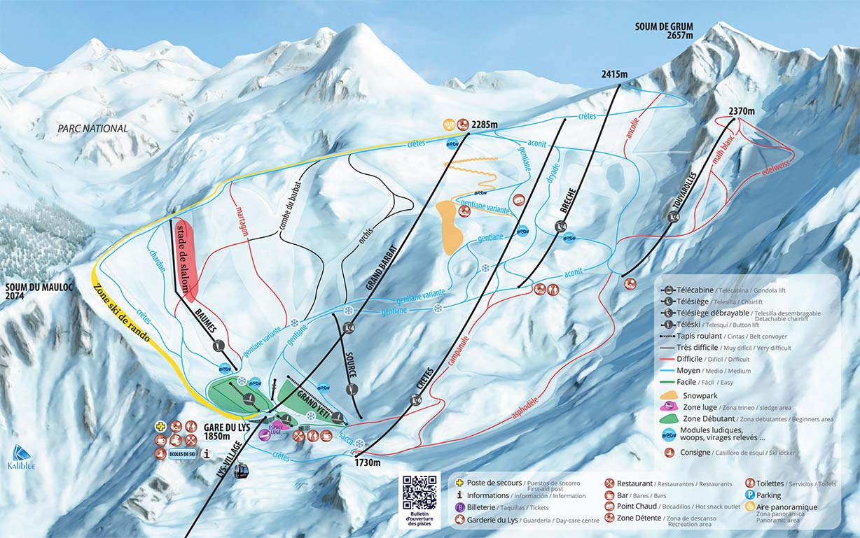 Plan ski de randonnée à Gourette