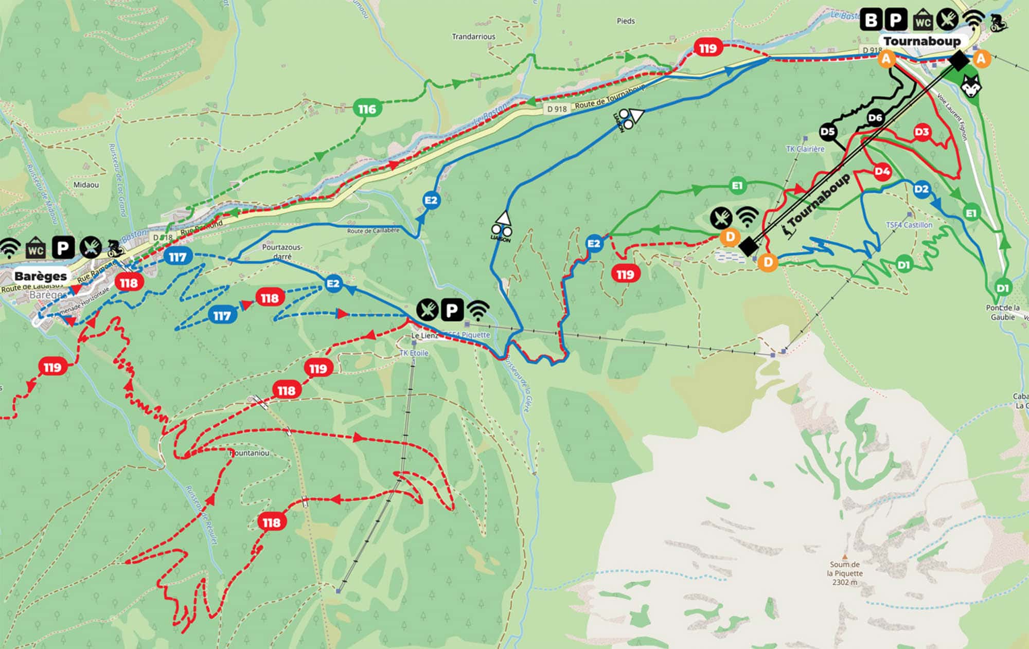 Plans des balades Barèges - Tournaboup