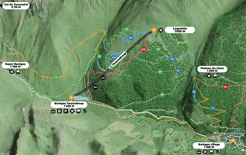 Plan des pistes Bike Park Barèges