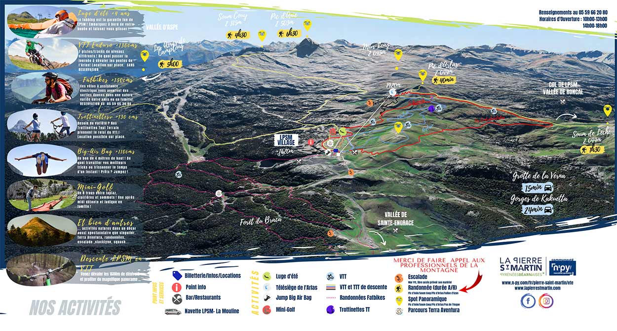 Plan des pistes Bike Park Pierre Saint-Martin