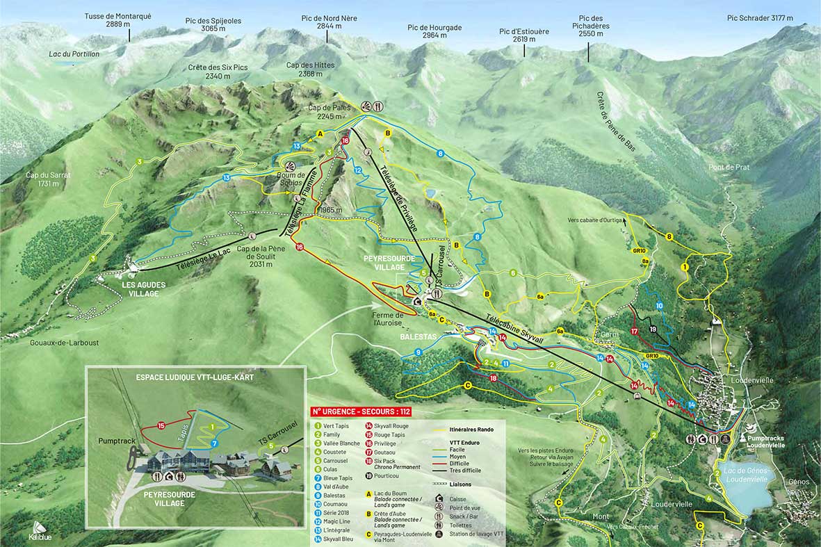 Plan des pistes Bike Park Peyragudes