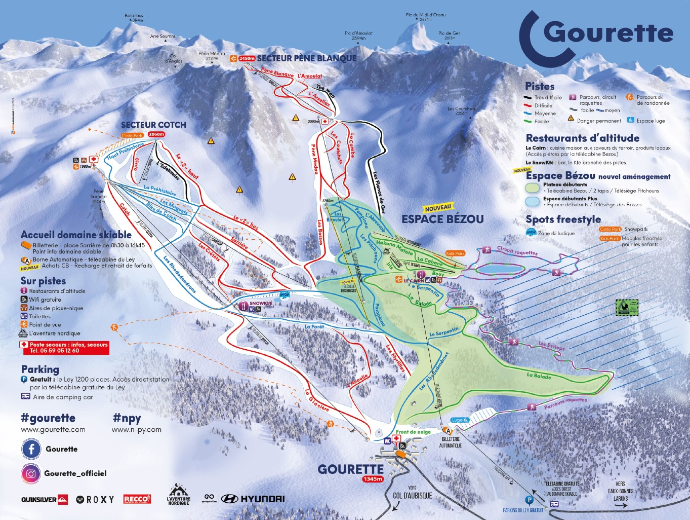 Plan pistes gourette