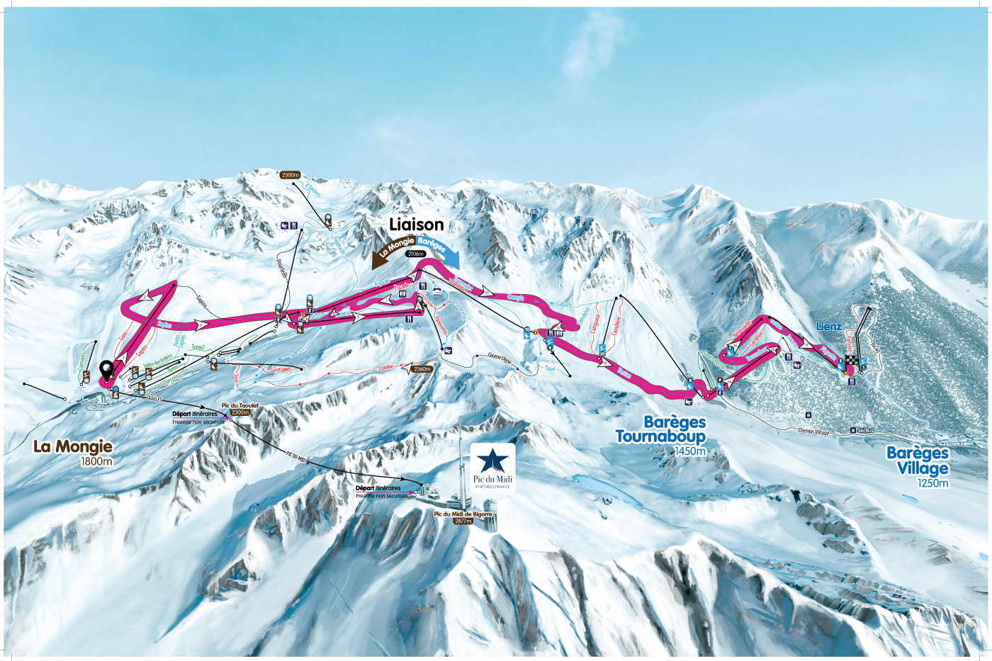 Plan des pistes au Cambre d'Aze