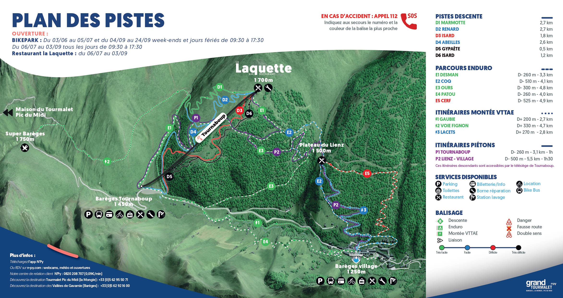 Plan des pistes Bike Park Barèges