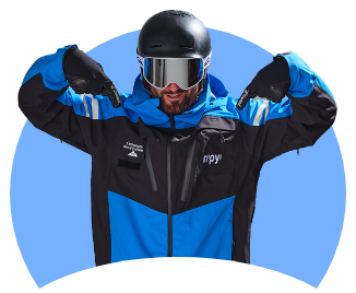 Skieur pointant vers le bas