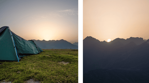 Lever de soleil avec tente au col de riou