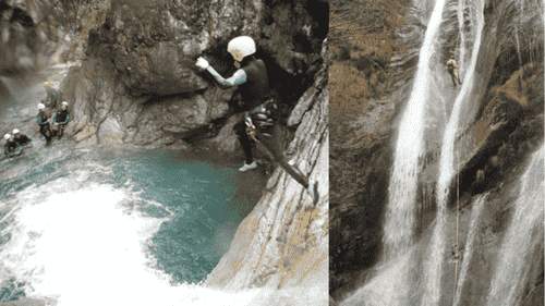 Canyoning avec saut et rappel dans les Pyrénées
