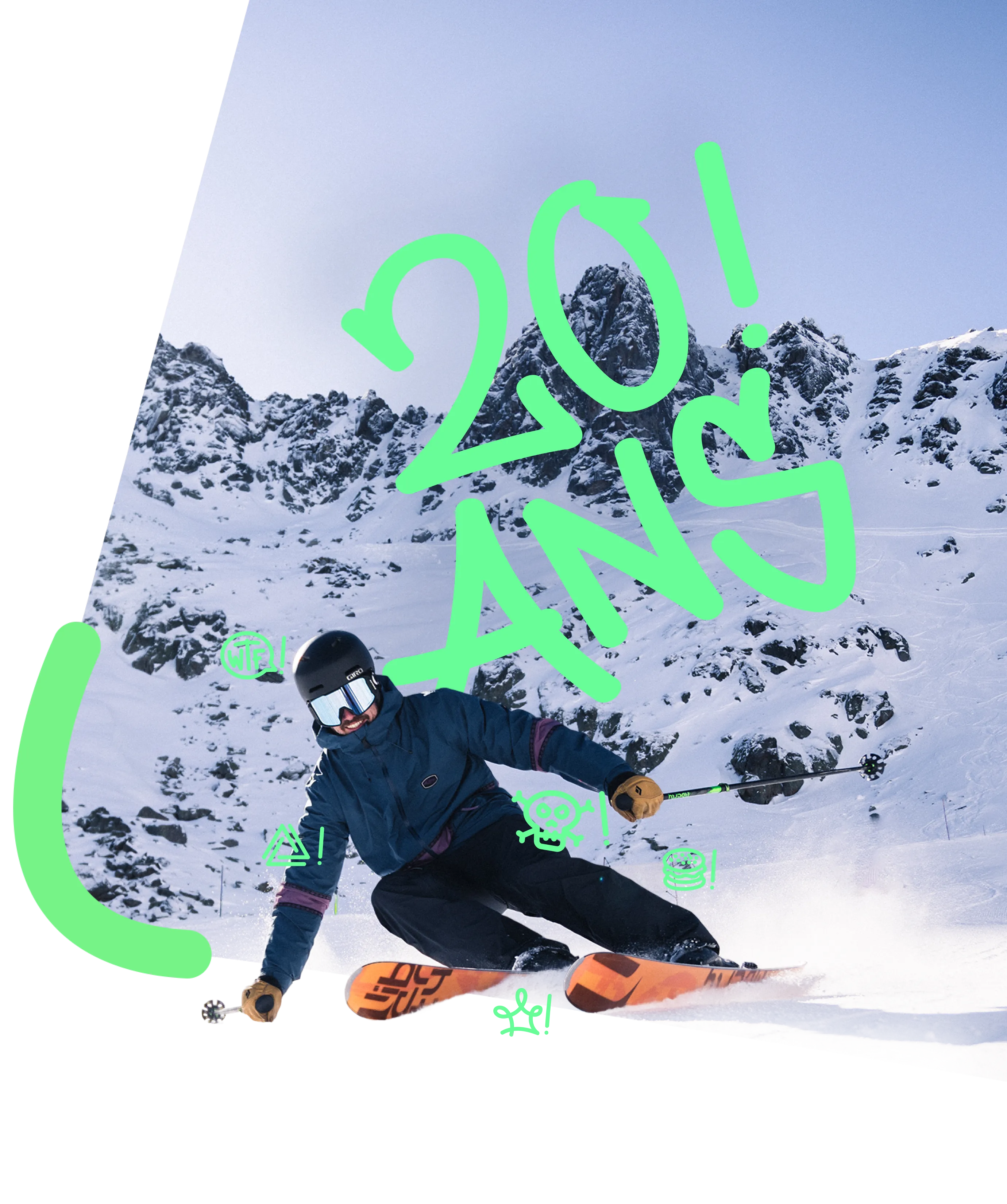 Illustration skieur Pyrénéen avec masque