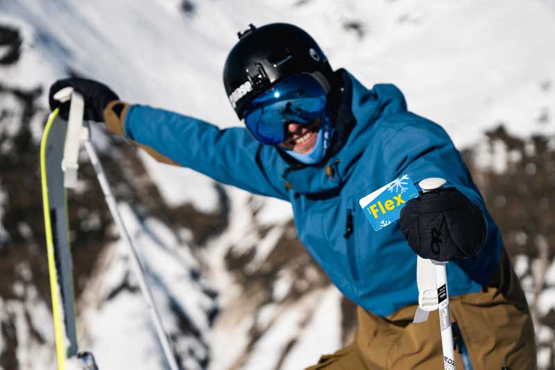 skieur debutant avec forfait ski flex skieur avec carte flex