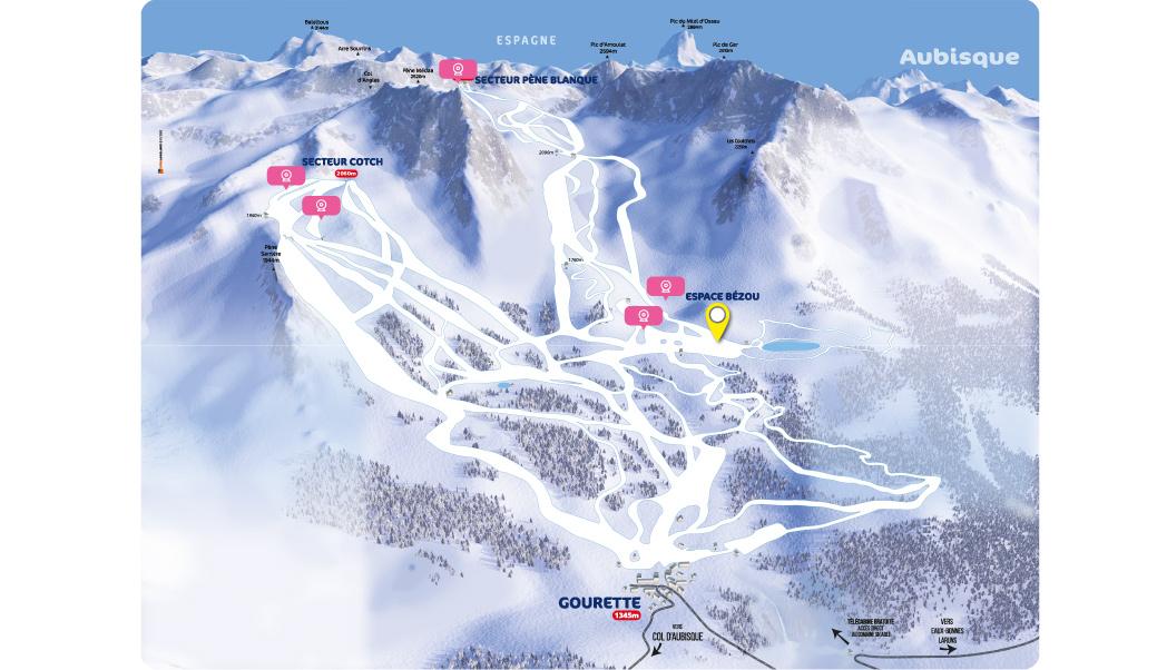 carte des webcams de Gourette